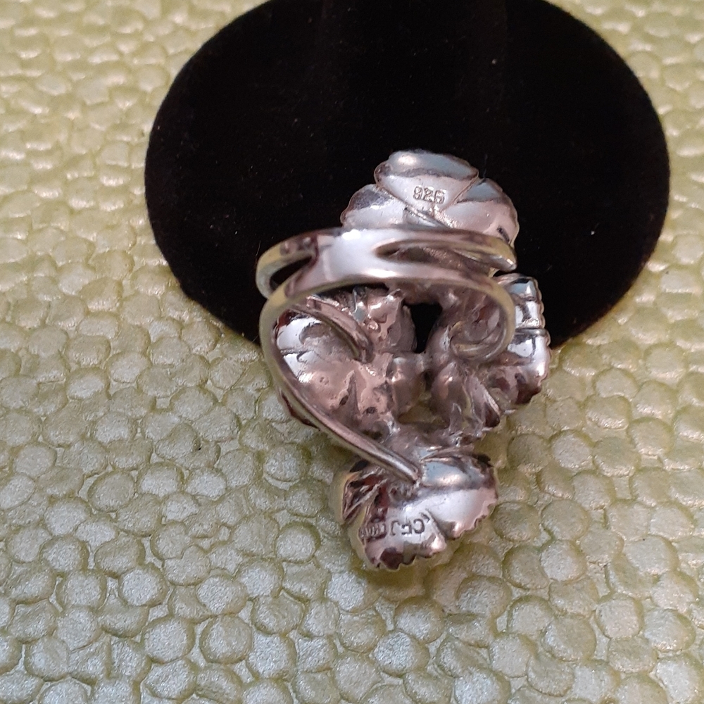 Black & White  Pearls & Sterling Silver Ring 7.5 - Picture 2 of 3